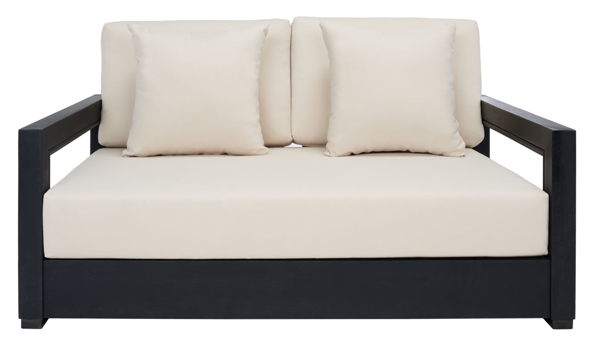 Montford Aluminum 2-Seat Loveseat in Black and White