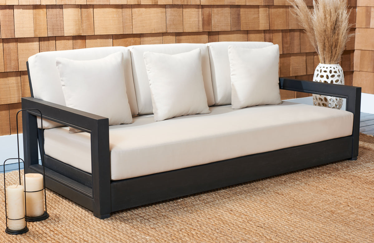 Montford Aluminum 3 Seater Sofa in Black and White