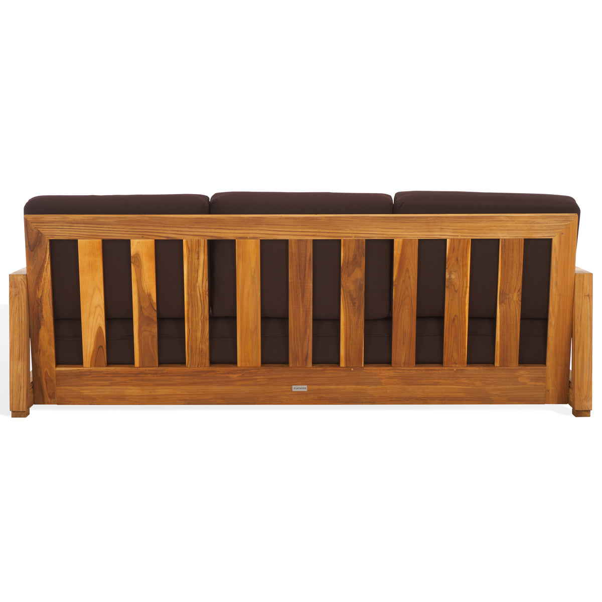 Montford Brazilian Teak 3 Seater Sofa in Natural Teak and Dark Brown