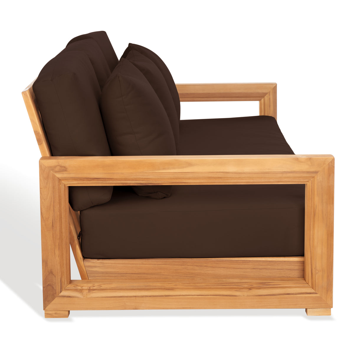 Montford Brazilian Teak 3 Seater Sofa in Natural Teak and Dark Brown