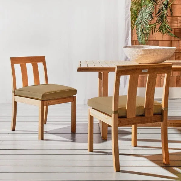 Montford Brazilian Teak Wood Dining Chair in Brown with Cushion (Set of 2)
