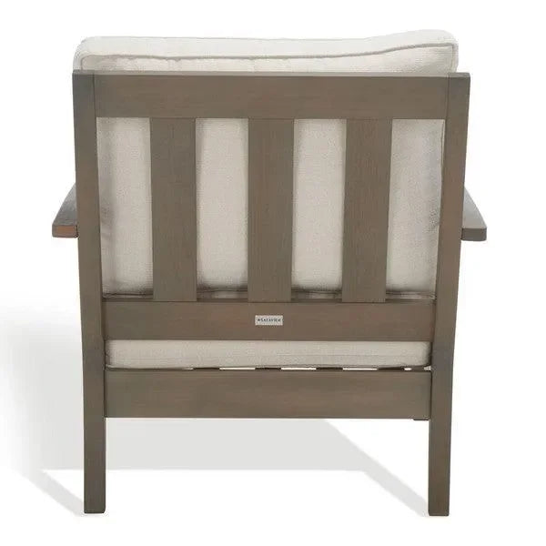 Martinique Wood Patio Armchair in Light Gray and Beige - The Mayfair Hall