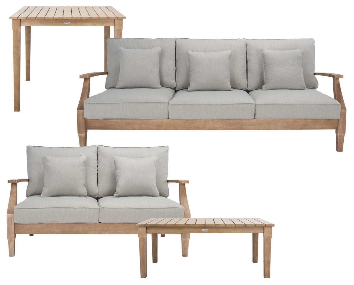 Martinique Eucalyptus Wood Patio Loveseat in Natural and Gray