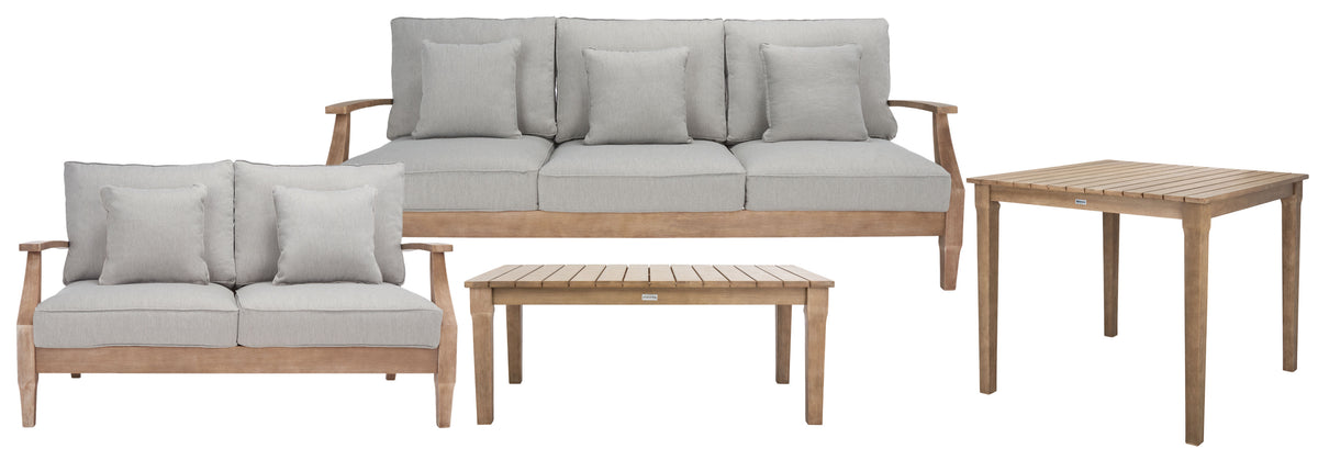Martinique Eucalyptus Wood Patio Loveseat in Natural and Gray