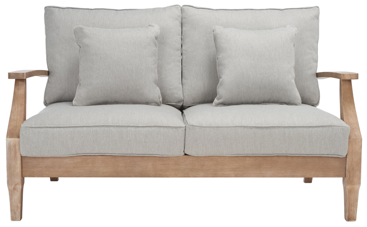Martinique Eucalyptus Wood Patio Loveseat in Natural and Gray