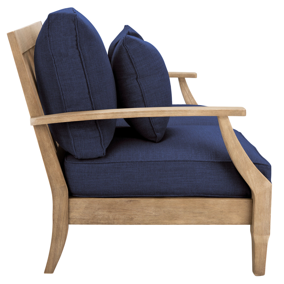 Martinique Eucalyptus Wood Patio Loveseat in Natural and Navy