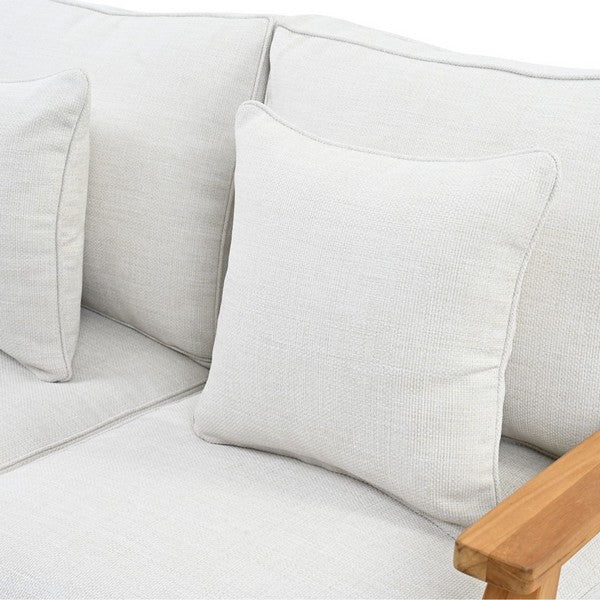 Martinique Teakwood Patio Loveseat in Natural Teak with White Cushion