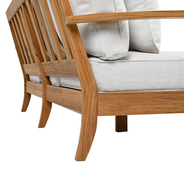 Martinique Teakwood Patio Sofa in Natural Teak with White Cushion
