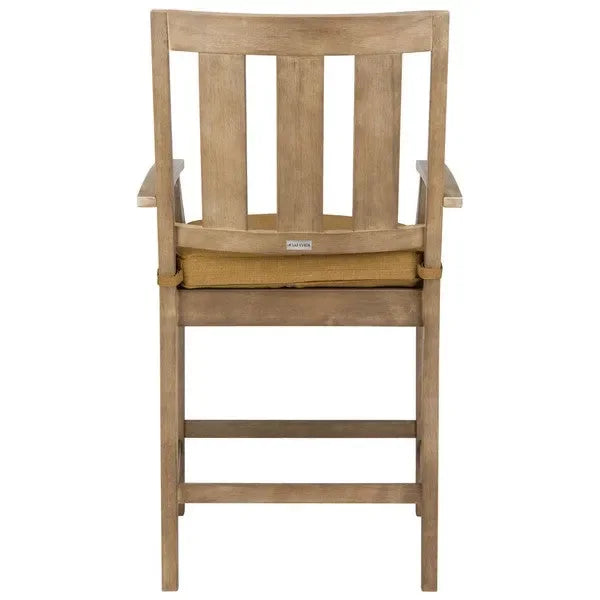 San Salvador Wood Patio Counter Stools in Brown with Cushion (Set of 2) - The Mayfair Hall