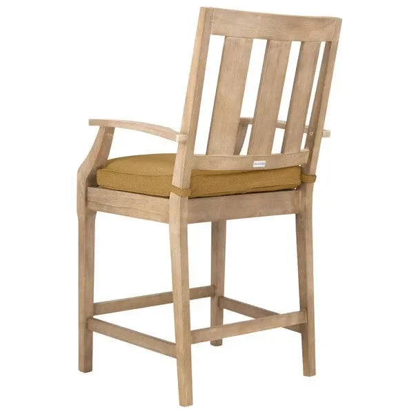 San Salvador Wood Patio Counter Stools in Brown with Cushion (Set of 2) - The Mayfair Hall
