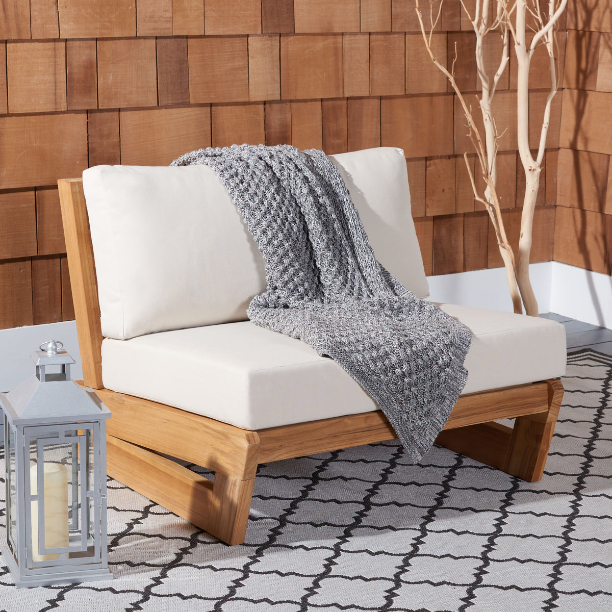 Julianne Brazilian Teak Patio Chair in Natural and Beige