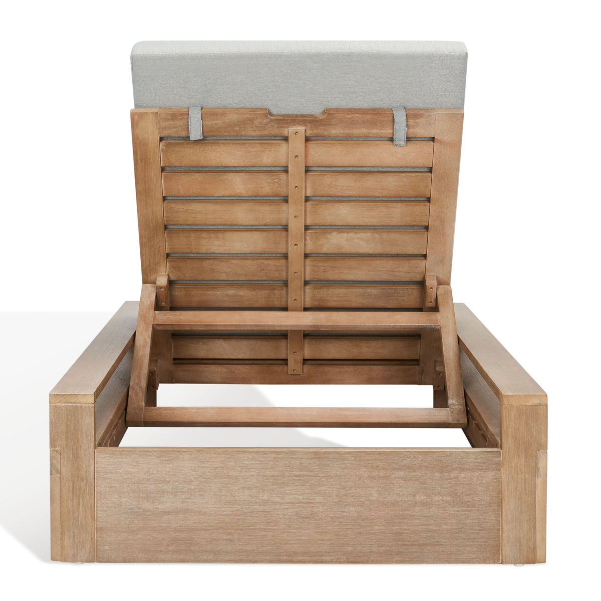 Lanai Eucalyptus Wood Chaise Lounge Chair in Brown and Light Gray