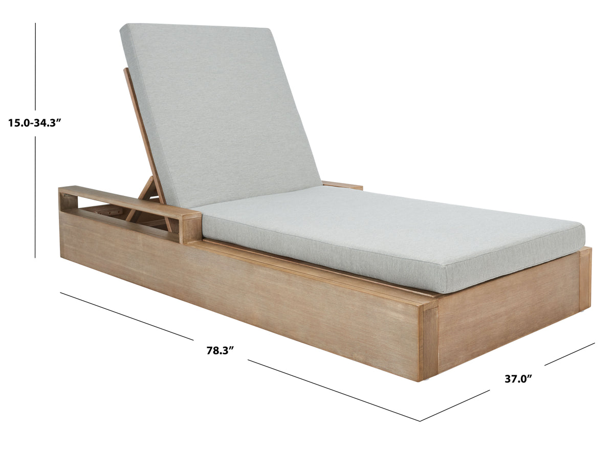 Lanai Eucalyptus Wood Chaise Lounge Chair in Brown and Light Gray