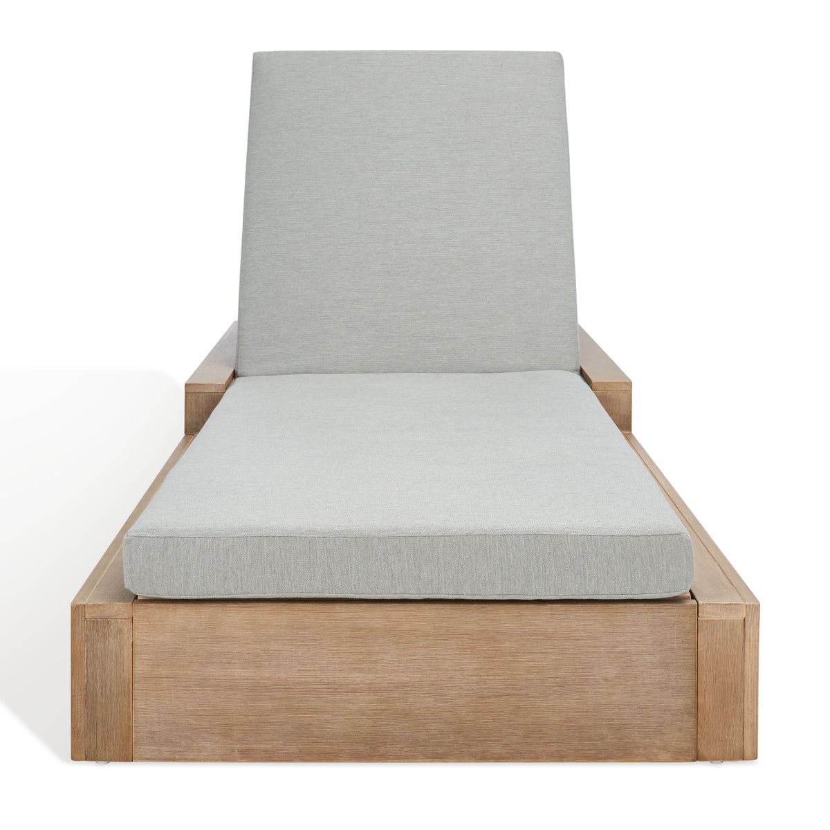 Lanai Eucalyptus Wood Chaise Lounge Chair in Brown and Light Gray