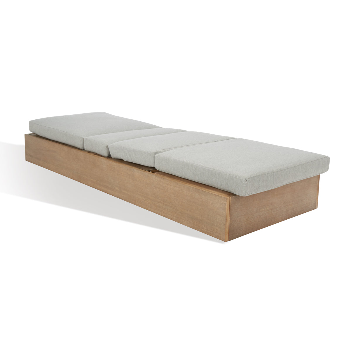 Vincent Eucalyptus Wood Chaise Lounge Chair in Brown and Light Gray