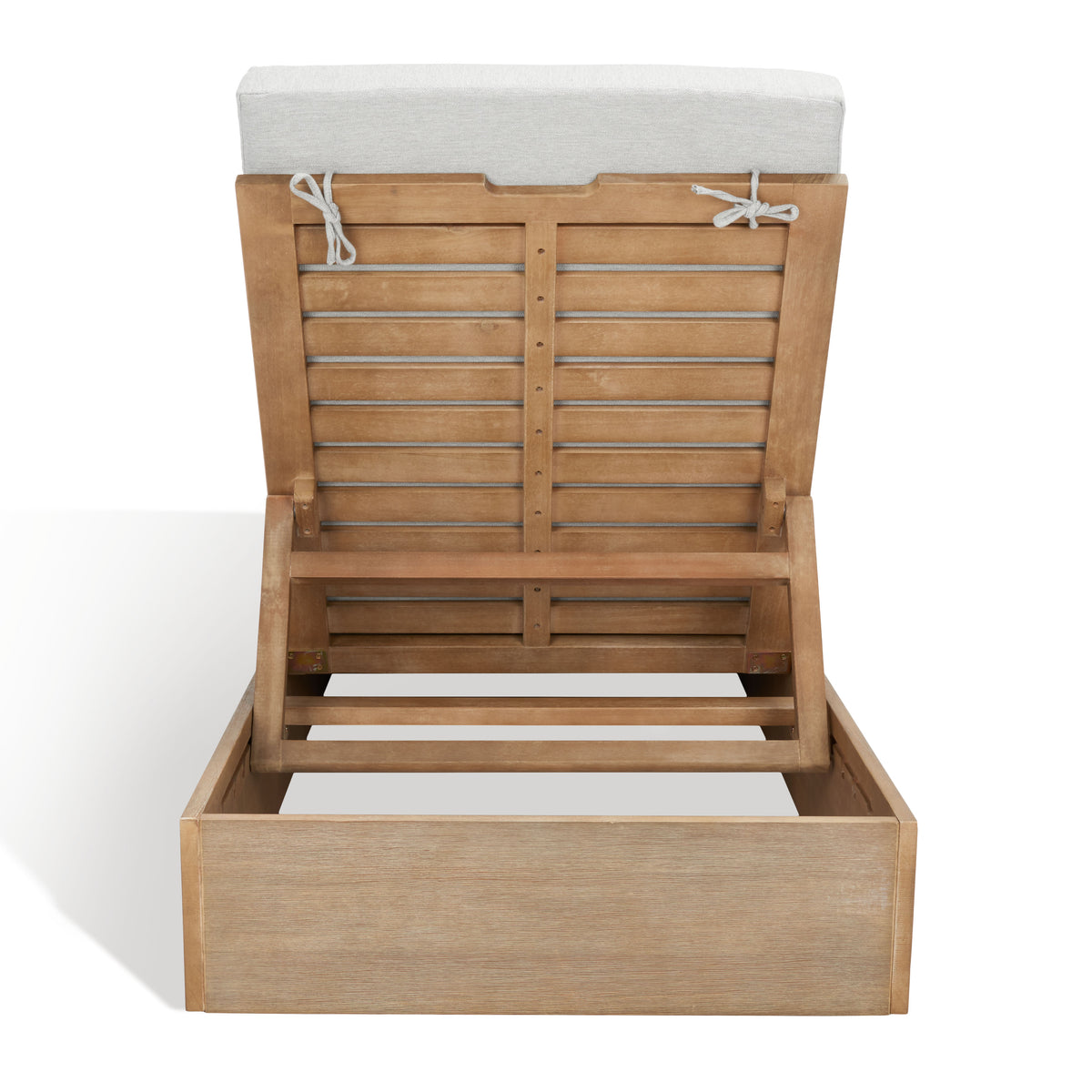 Vincent Eucalyptus Wood Chaise Lounge Chair in Natural and White