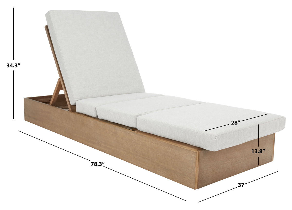 Vincent Eucalyptus Wood Chaise Lounge Chair in Natural and White