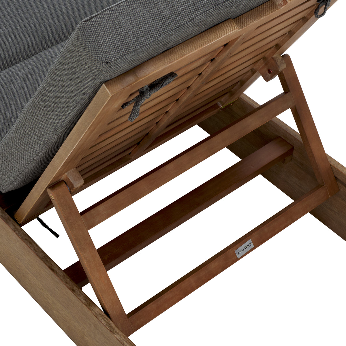 Vincent Eucalyptus Wood Chaise Lounge Chair in Natural and Dark Gray