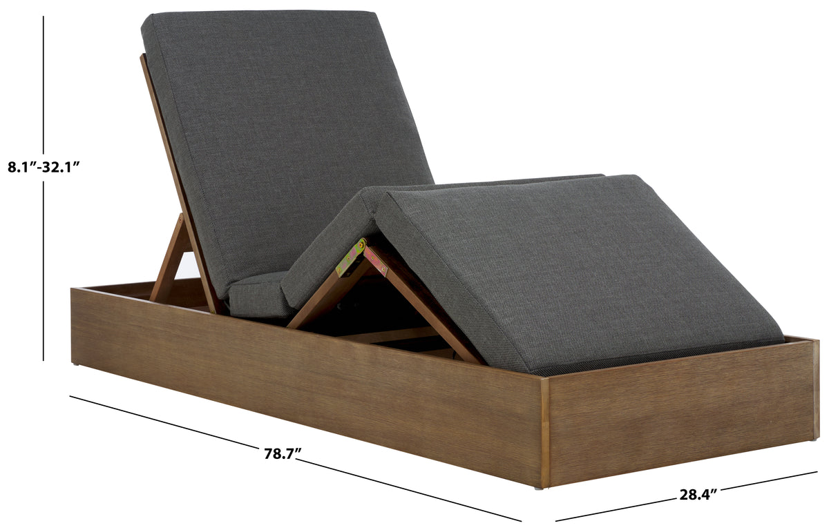 Vincent Eucalyptus Wood Chaise Lounge Chair in Natural and Dark Gray