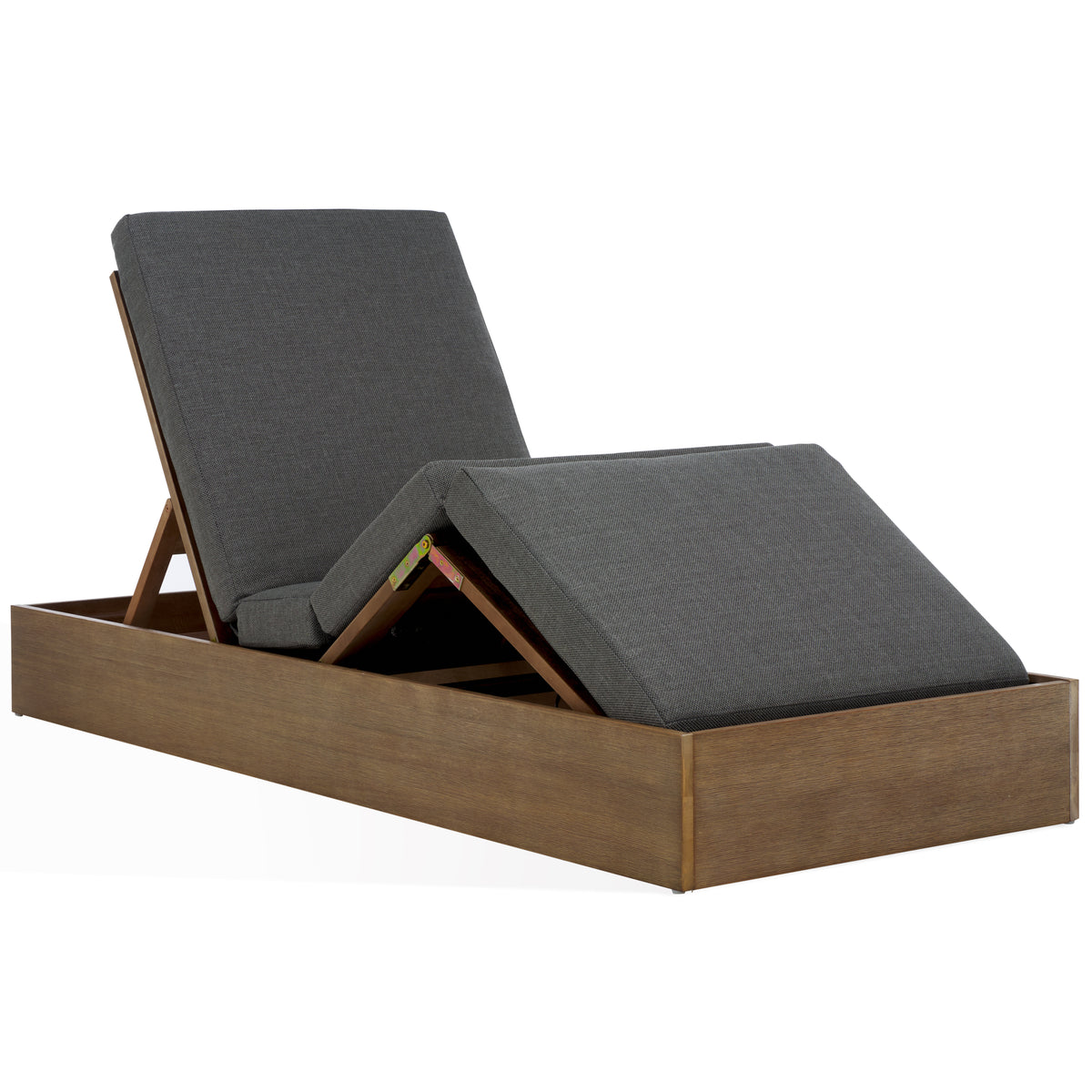 Vincent Eucalyptus Wood Chaise Lounge Chair in Natural and Dark Gray