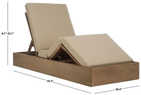 Vincent Wood Chaise Lounge Chair in Tan with Adjustable Back and Leg - The Mayfair Hall