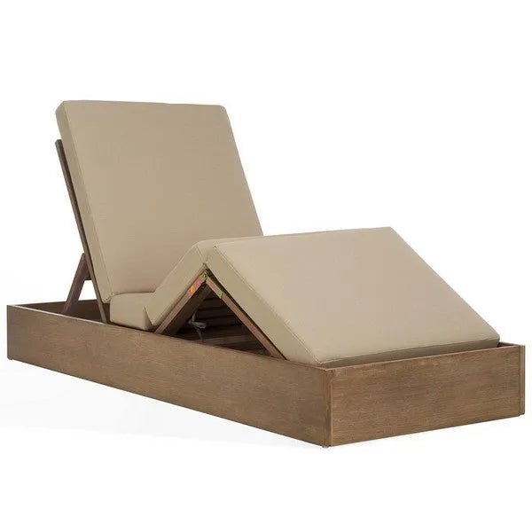 Vincent Wood Chaise Lounge Chair in Tan with Adjustable Back and Leg - The Mayfair Hall