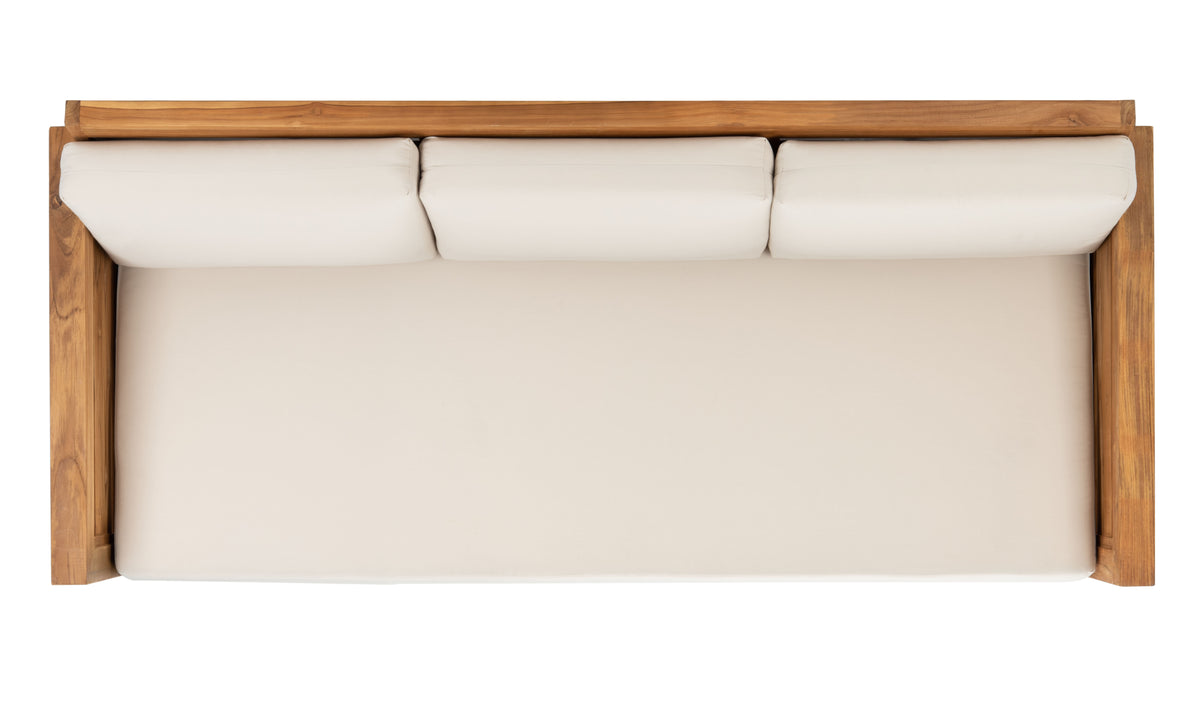 Molokai Brazilian Teak Patio Sofa in Natural and White