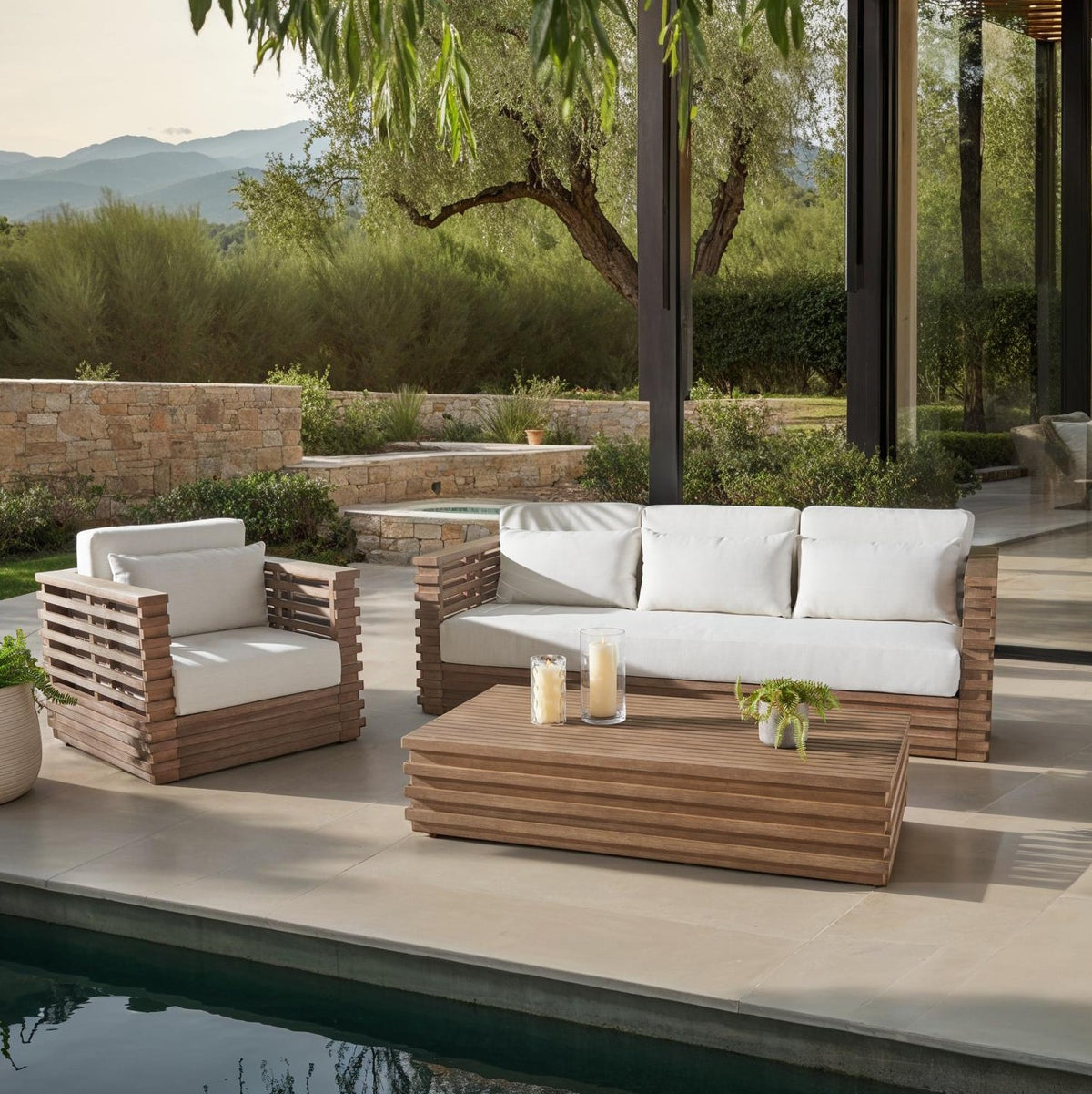 Tortuga Eucalyptus Patio Coffee Table in Natural