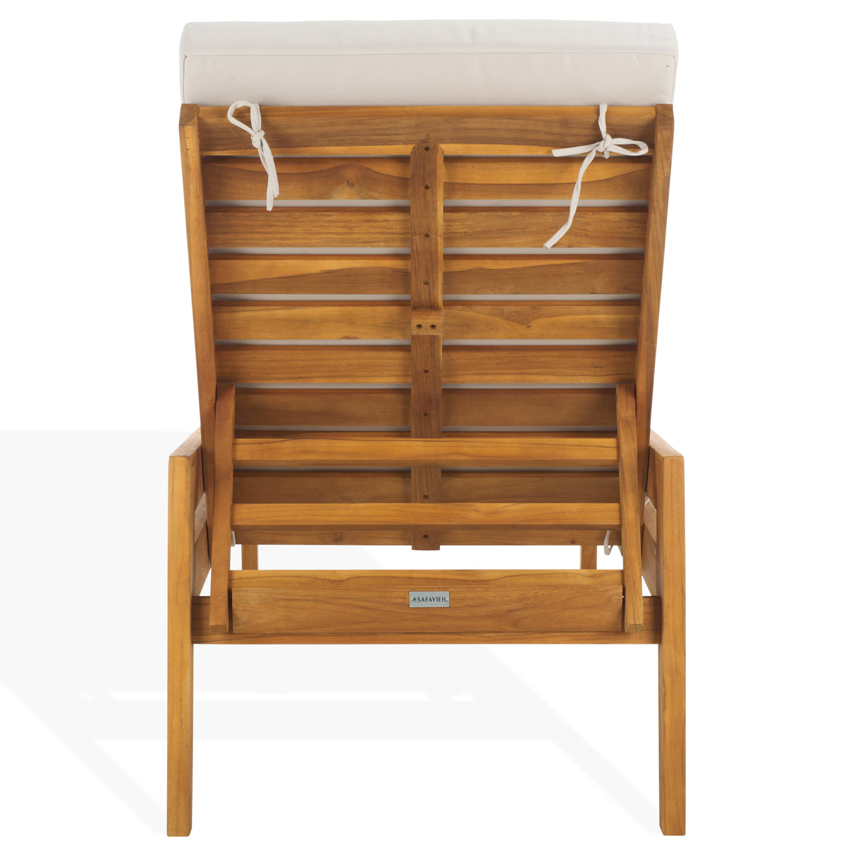 Caledonia Brazilian Teak Chaise Lounge in Natural and White