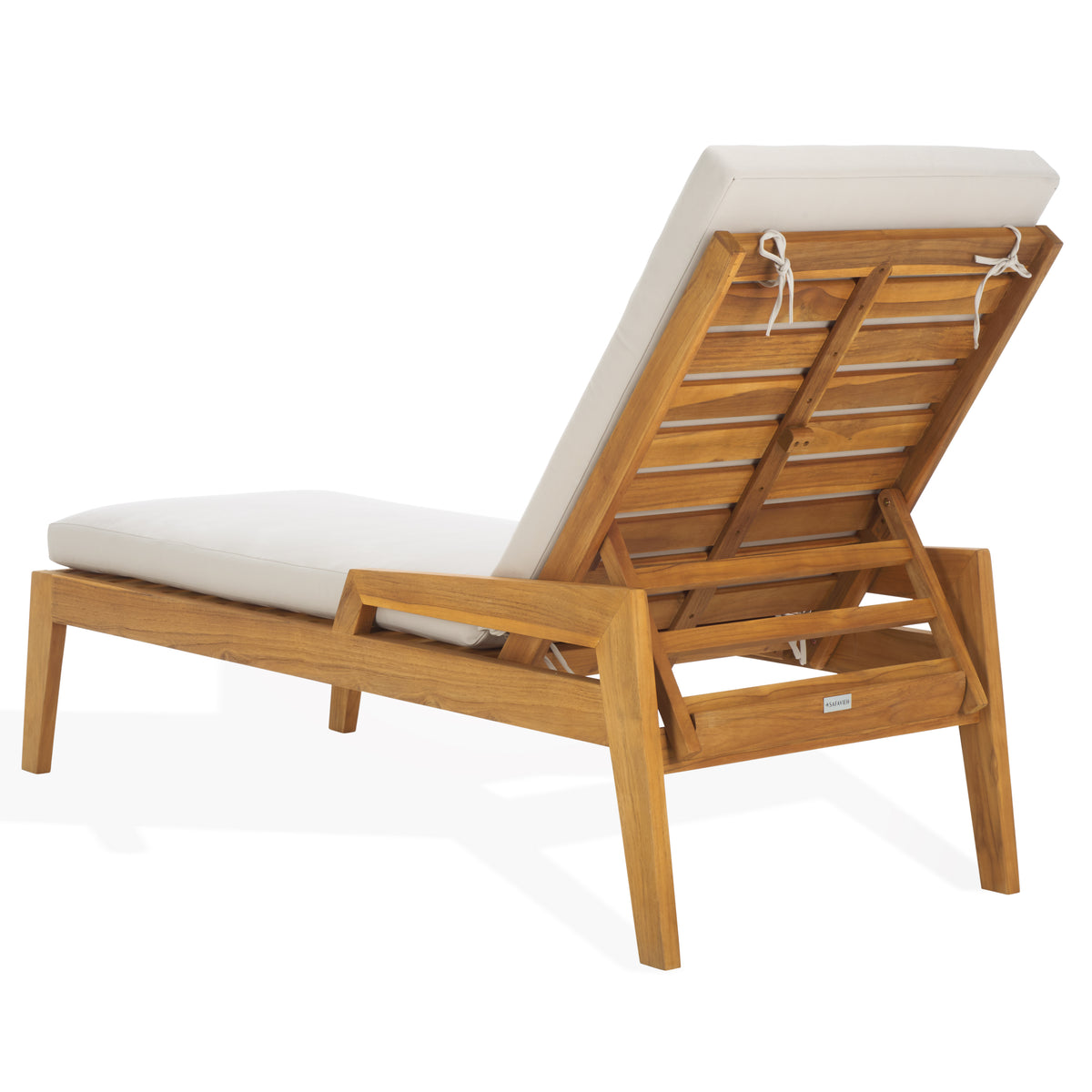 Caledonia Brazilian Teak Chaise Lounge in Natural and White