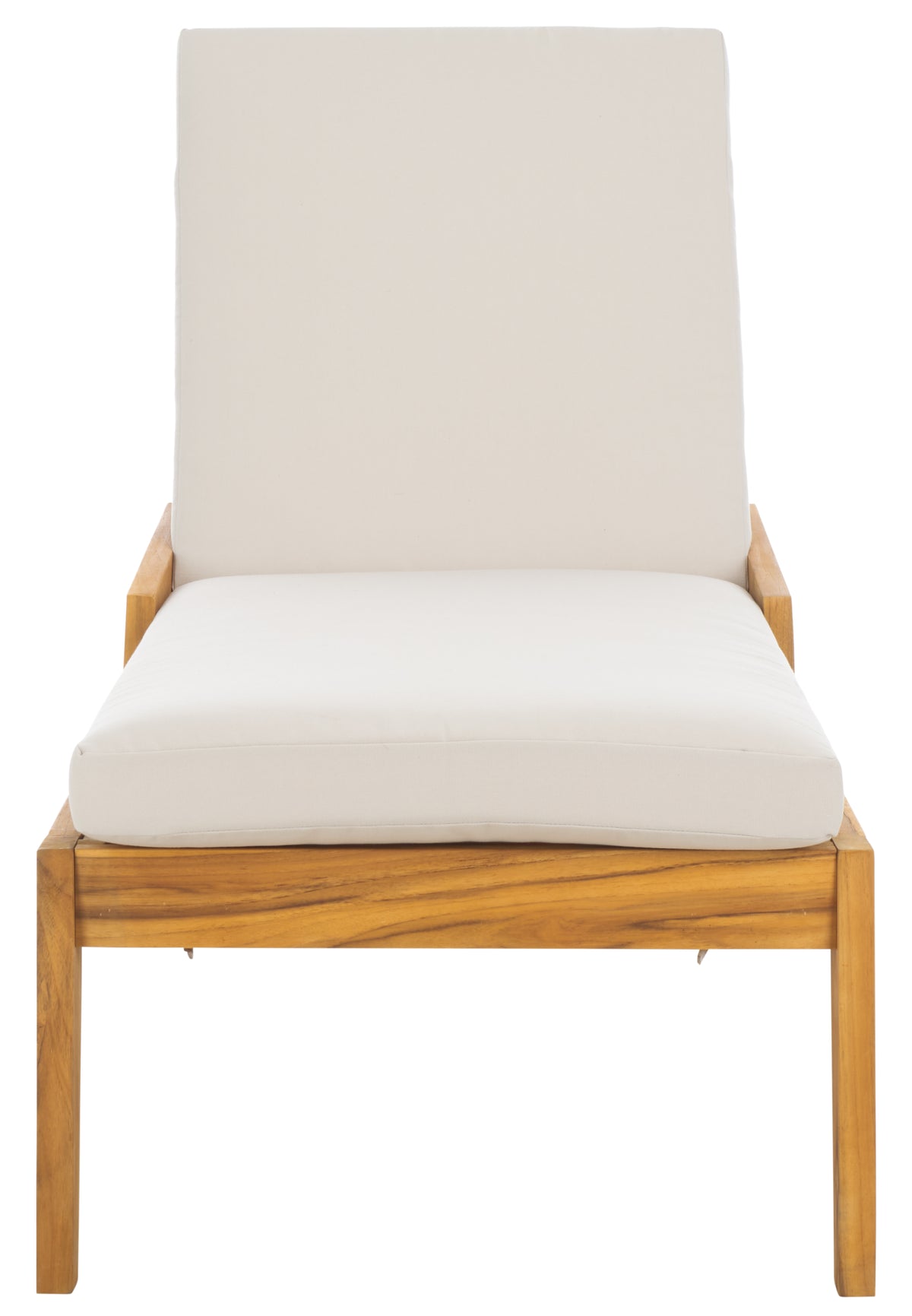 Caledonia Brazilian Teak Chaise Lounge in Natural and White
