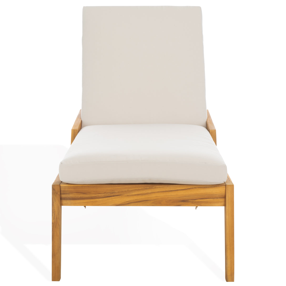 Caledonia Brazilian Teak Chaise Lounge in Natural and White