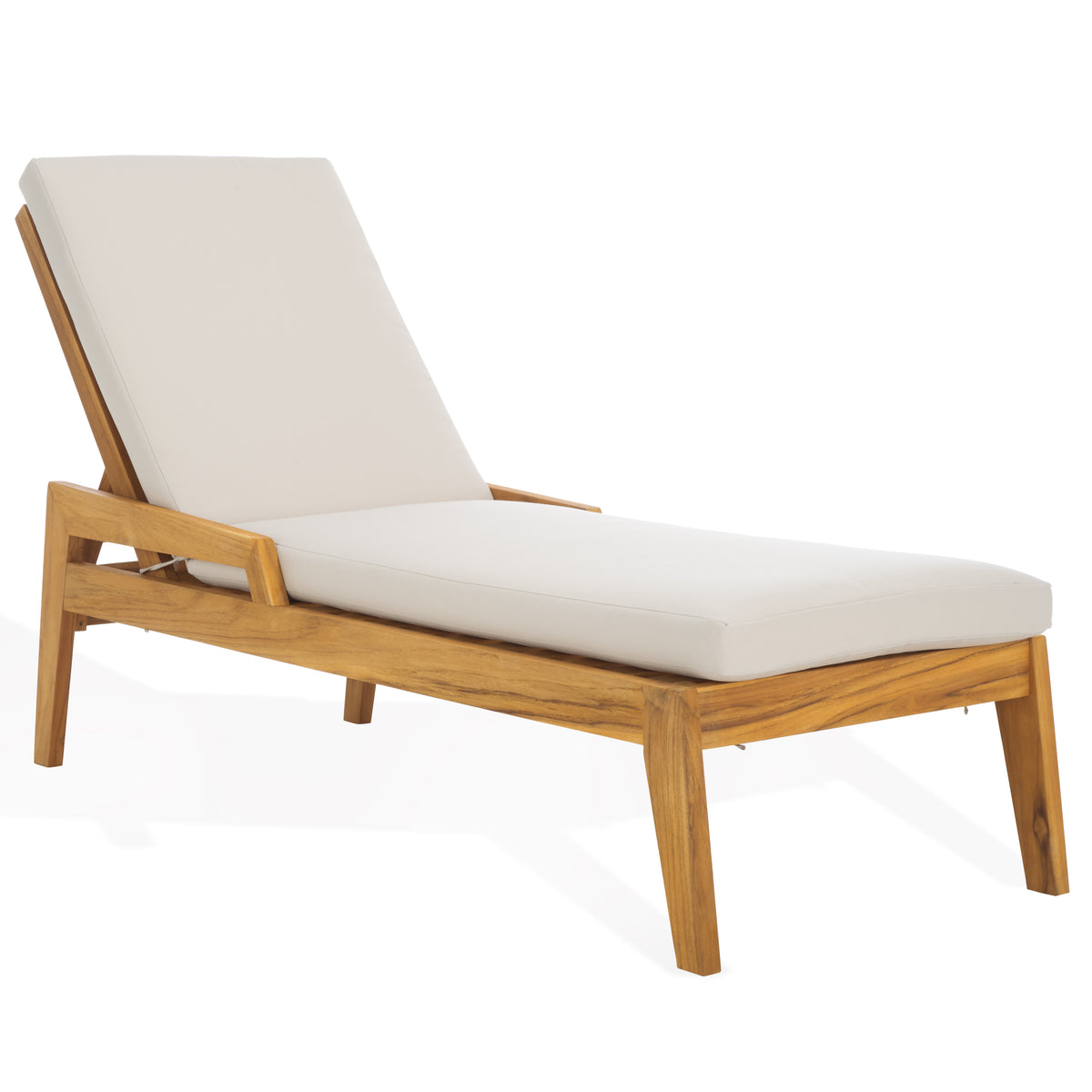 Caledonia Brazilian Teak Chaise Lounge in Natural and White