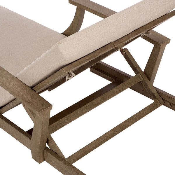 Martinique Patio Chaise Lounge in Natural with Beige Cushion