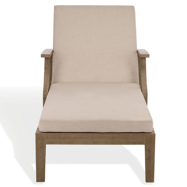 Martinique Patio Chaise Lounge in Natural with Beige Cushion