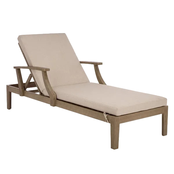 Martinique Patio Chaise Lounge in Natural with Beige Cushion