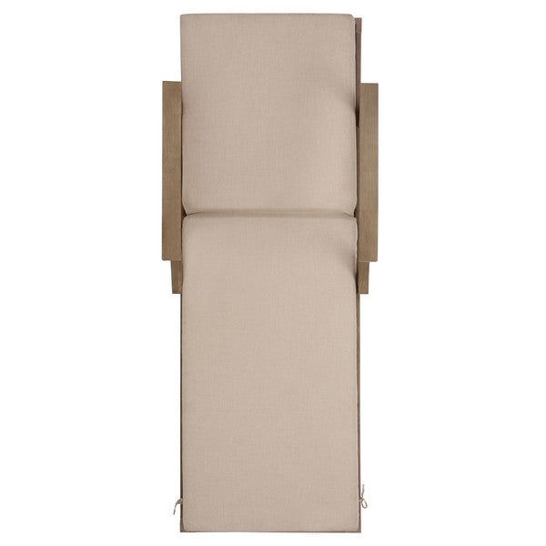 Martinique Patio Chaise Lounge in Natural with Beige Cushion