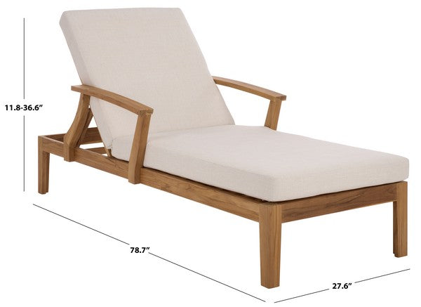 Martinique Patio Chaise Lounge in Natural Teak with White Cushion