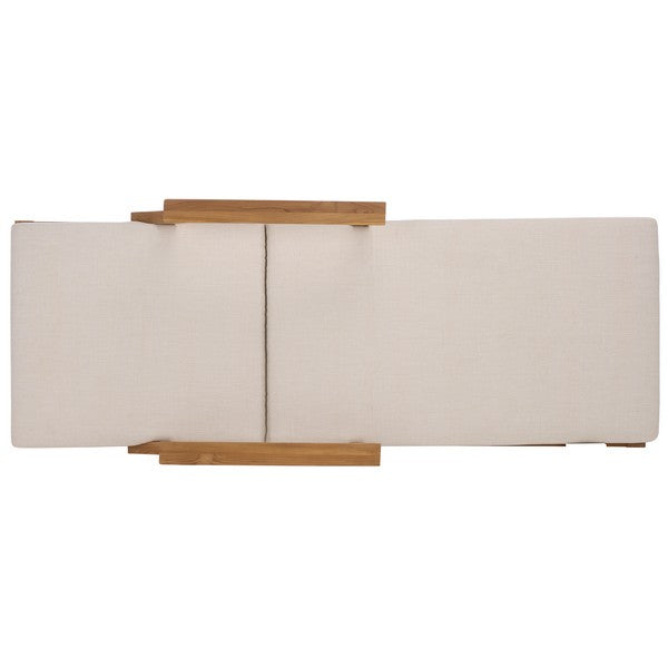 Martinique Patio Chaise Lounge in Natural Teak with White Cushion