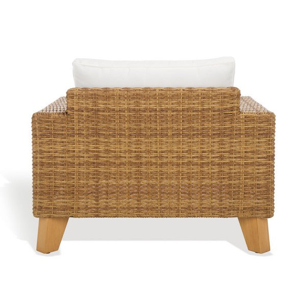 Margarita Wicker Patio Chair in Natural and White