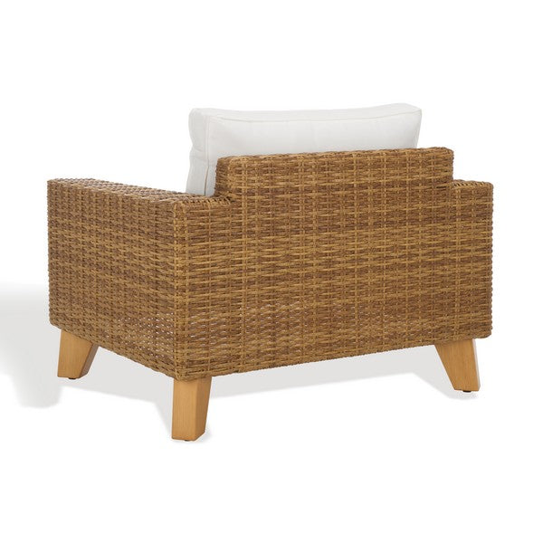 Margarita Wicker Patio Chair in Natural and White