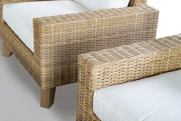 Margarita Wicker Patio Chair in Natural and White