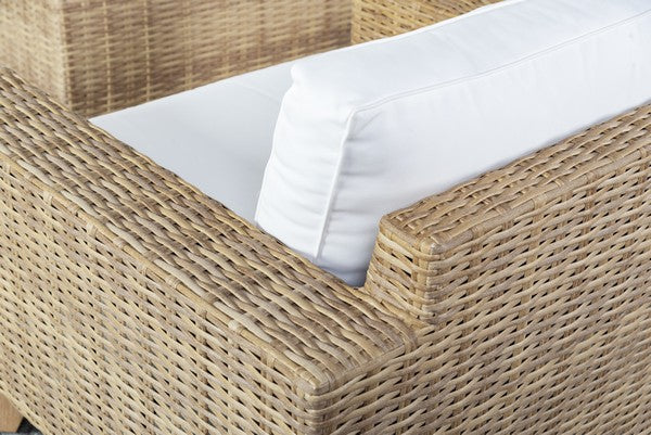 Margarita Wicker Patio Chair in Natural and White