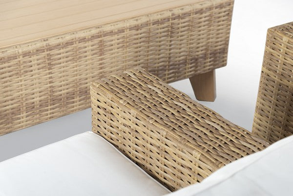 Margarita Wicker Patio Chair in Natural and White