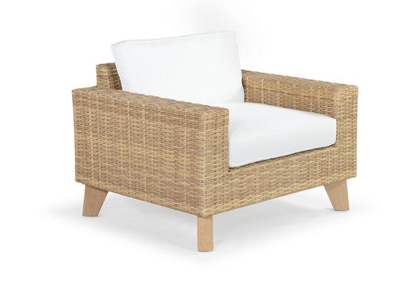 Margarita Wicker Patio Chair in Natural and White
