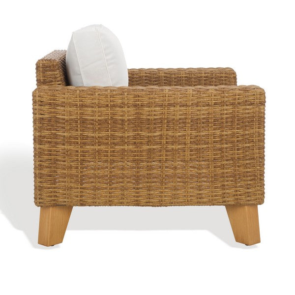 Margarita Wicker Patio Chair in Natural and White