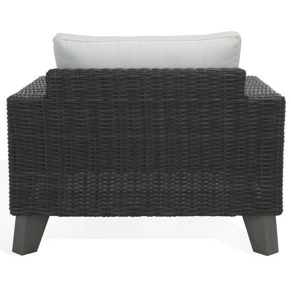 Margarita Wicker Patio Chair in Dark Gray and White
