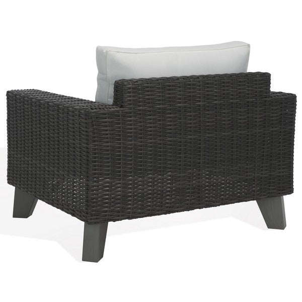 Margarita Wicker Patio Chair in Dark Gray and White