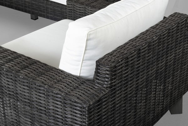 Margarita Wicker Patio Chair in Dark Gray and White
