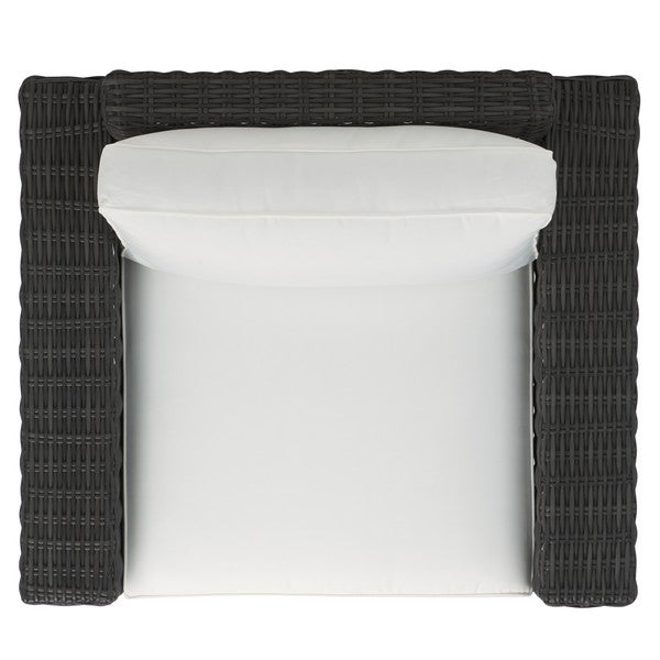 Margarita Wicker Patio Chair in Dark Gray and White
